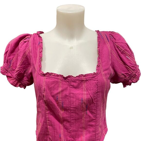 FREE PEOPLE Seratonin Corset Top in Raspberry Sherbert size small New! - Picture 3 of 12